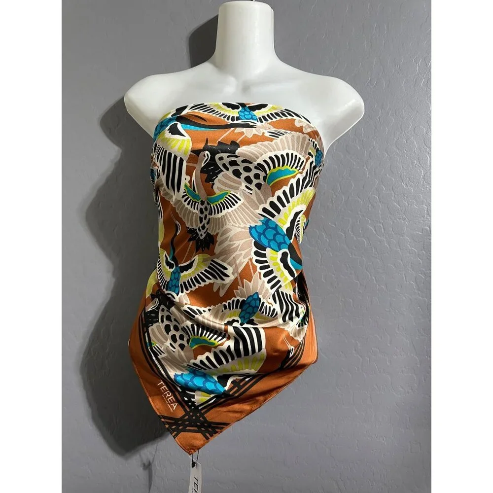TEREA Women's Standard Aniyah Crane Print Silky Scarf multiple ways to wear NWT - Picture 5 of 8